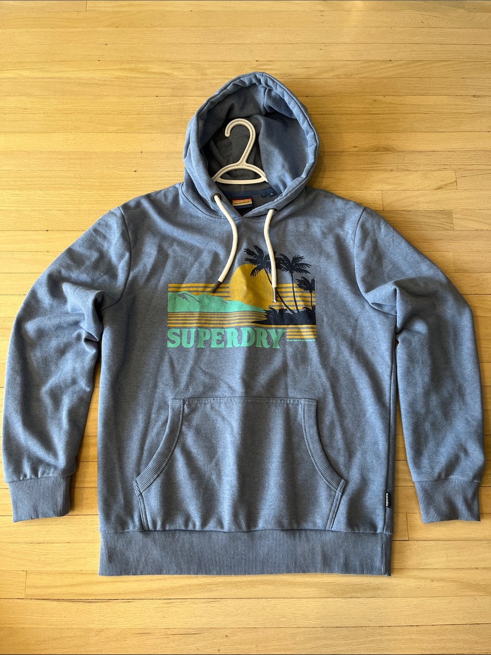 Superdry Men's Slate Blue Hoodie with Tropical Graphic